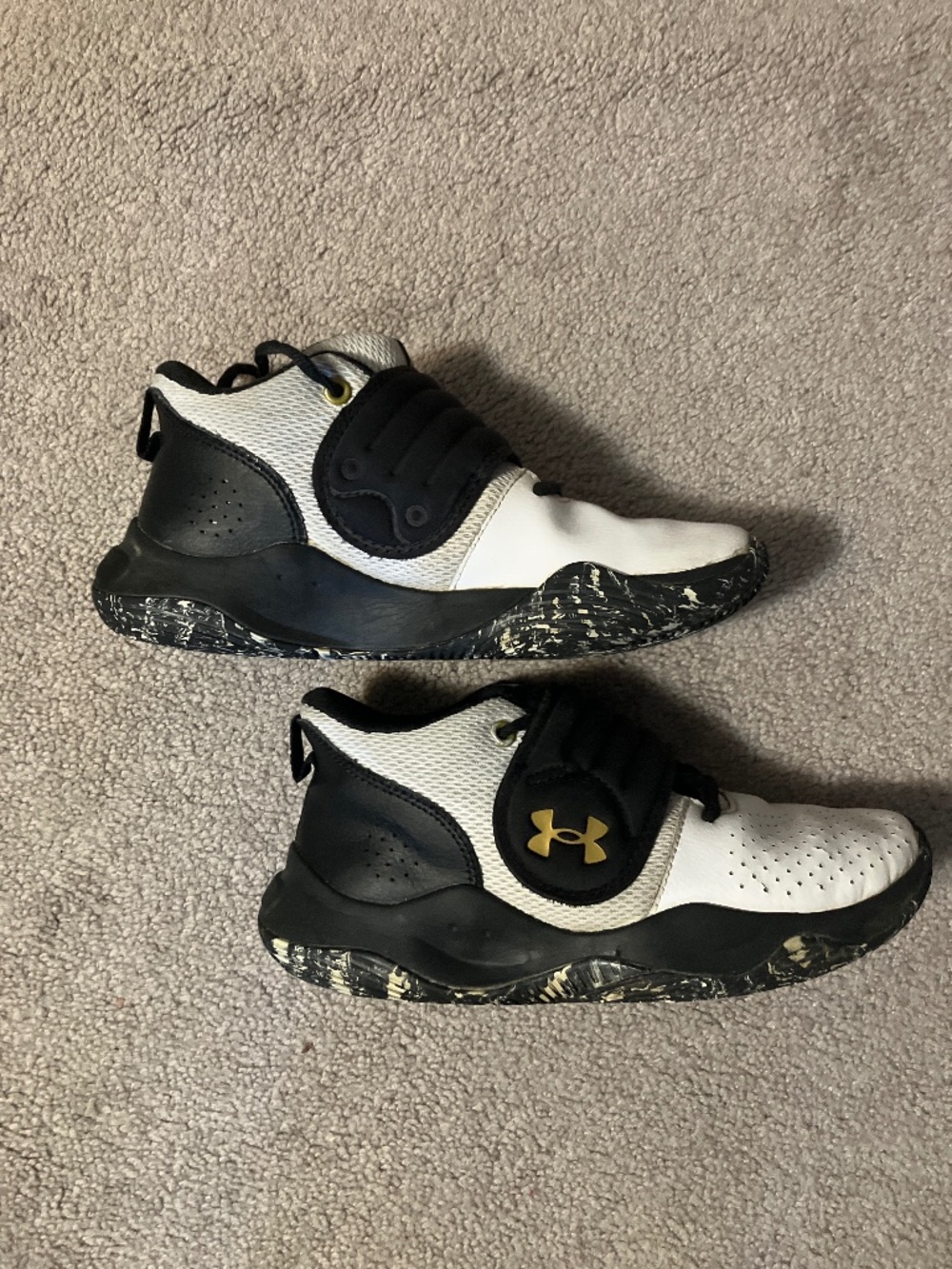 Youth Under Armour Black White Shoes